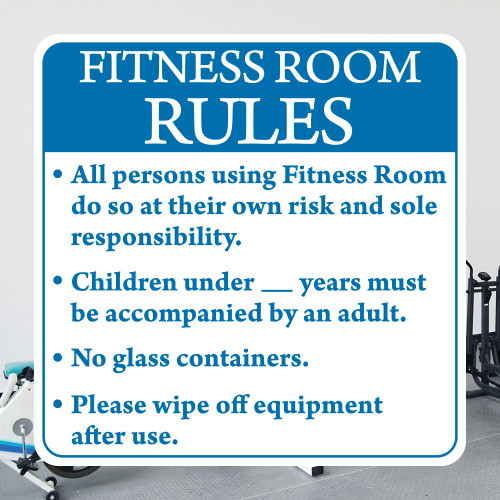 Fitness Room Rules- 12" x 12" Styrene Sign