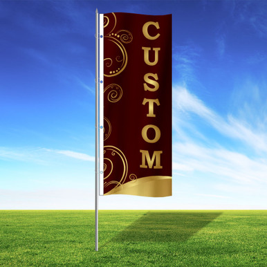 Burgundy Gold Flourish Custom 3x8 Designer Flag
