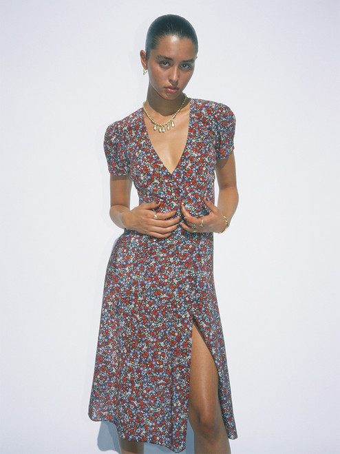 The Teale | Short Sleeve Wrap Midi Dresses | Réalisation Par