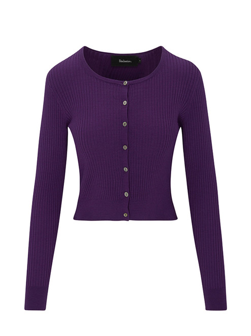 The Winona Cardigan | Purple Ribbed Knit | Réalisation Par