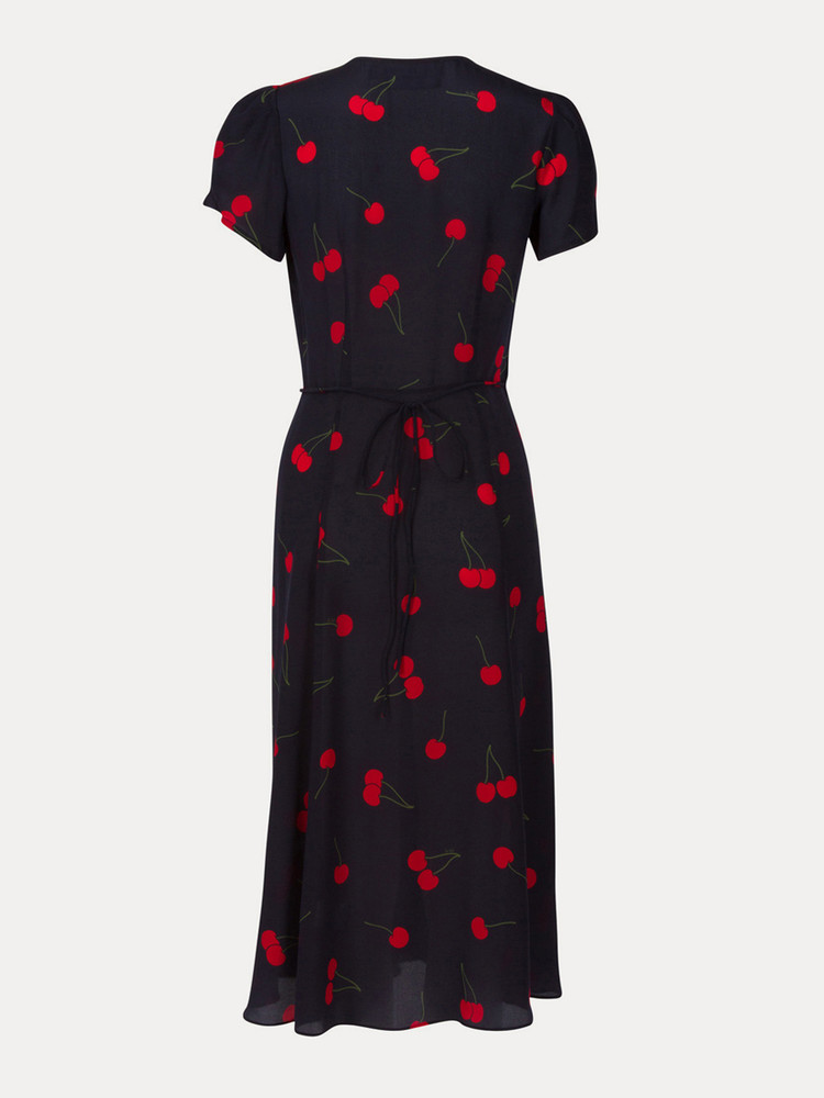 リアリゼーション Realisation Par チェリー シルク ワンピース The Teale Wild Cherry Wrap Midi Dress | Réalisation Par