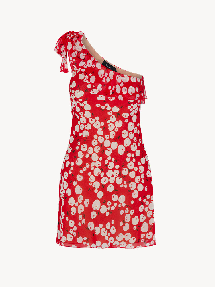 Ruby Cherry Bomb | Silk one shoulder mini dress | Réalisation