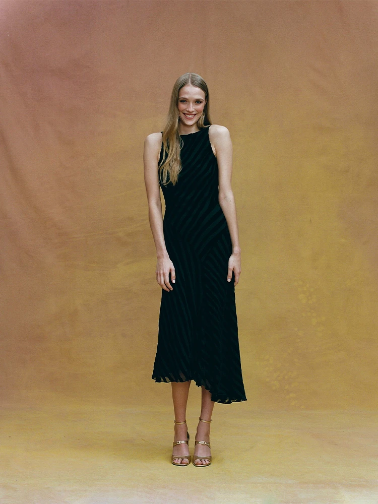 The Romy - Devoré Stripe, model shot