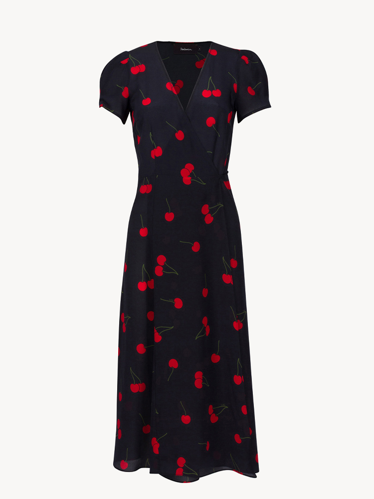The Teale Wild Cherry Wrap Midi Dress | Réalisation Par