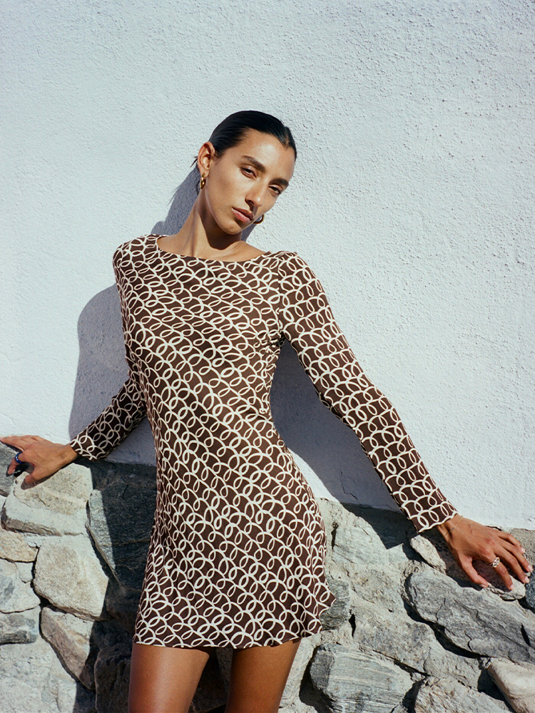 The Rainey Landline | Long Sleeve Printed Shift Dress