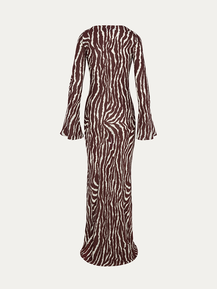 The Gia in Animal | Long Sleeve Silk Zebra Maxi Dress