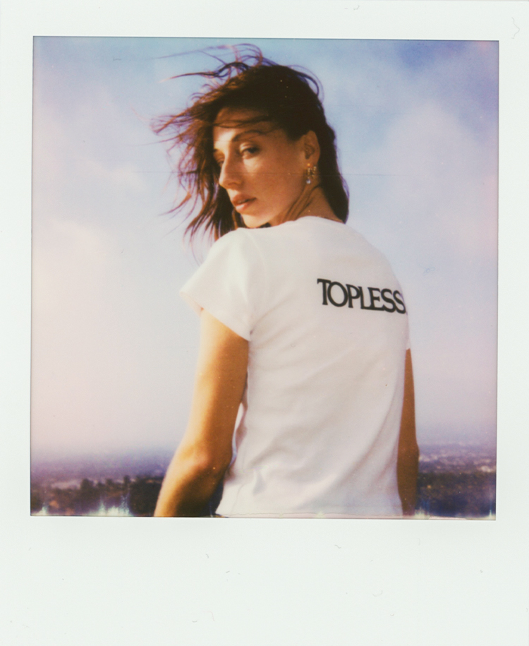 Topless! Baby Tee - White, model shot