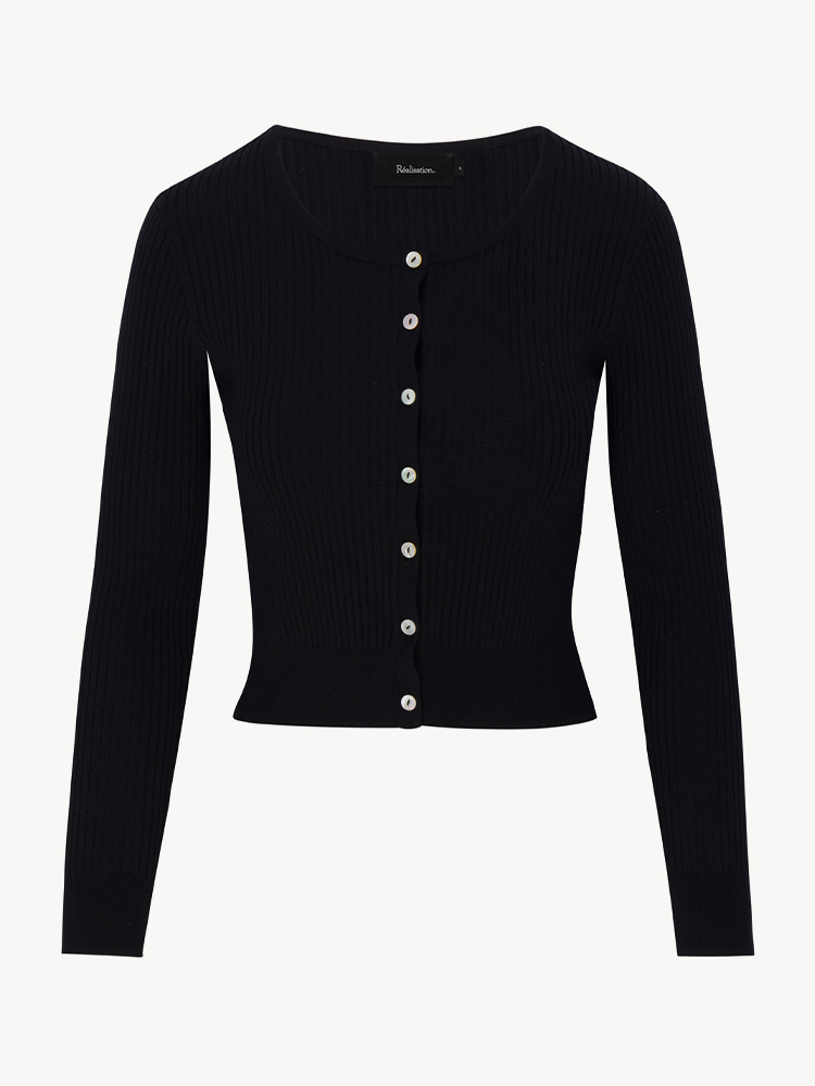 The Winona Cardigan | Black Ribbed Knit | Réalisation Par