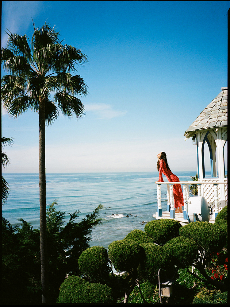 The Gia Havana | Long Sleeve Red Floral Silk Maxi Dress