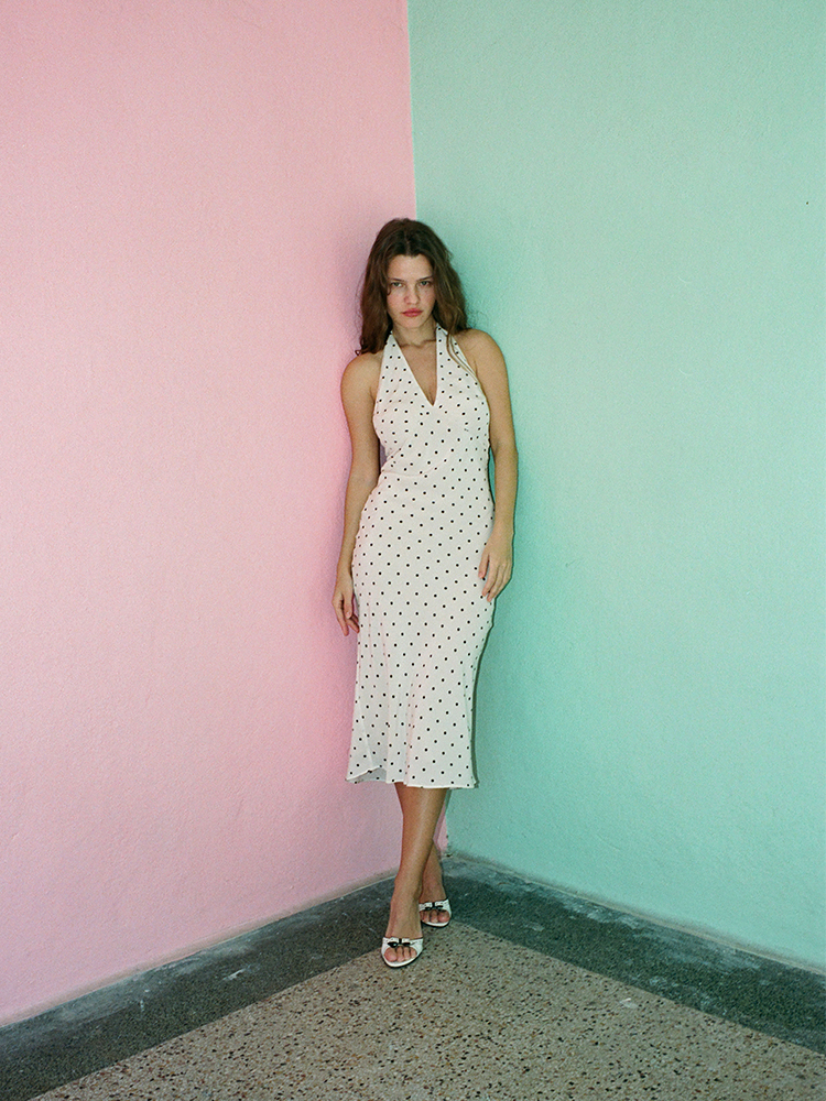 パーティードレス Midi Polka Dot Print Silk Dress X29516.BKSA.1.A601.jpg?preset=