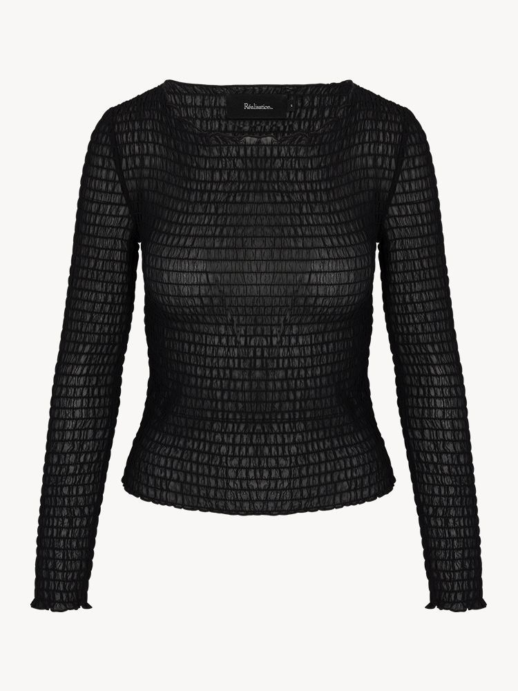 ChloÃ« Black | Silk Shirred Long Sleeve Top | Réalisation Par