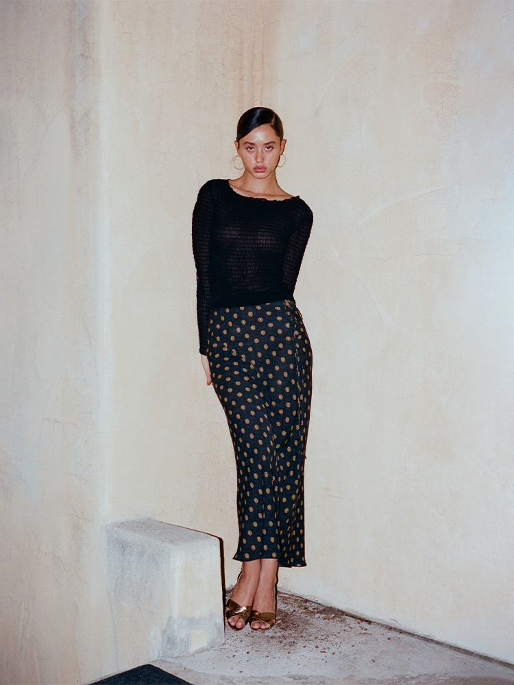 Georgia Sunburst | Printed Silk Maxi Skirt | Réalisation Par