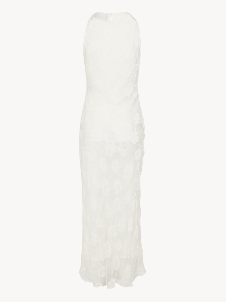 realisationpar 花柄マキシドレス ホワイト Carla Lily Devoré Ivory | White floral silk maxi dress