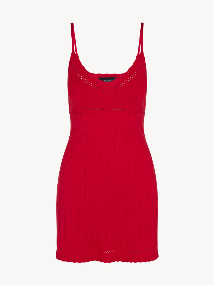 Charlotte Ruby | Red Knitted Mini Dress | Réalisation Par