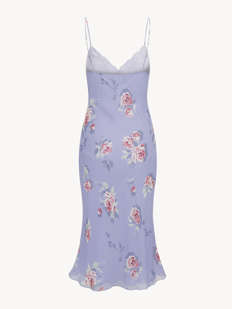 Jaime Peony | Mauve Floral Silk Midi Dress | Réalisation