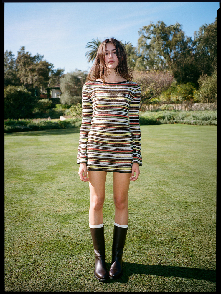 The Olivia in Sunset Stripe | Knitted Mini Dress