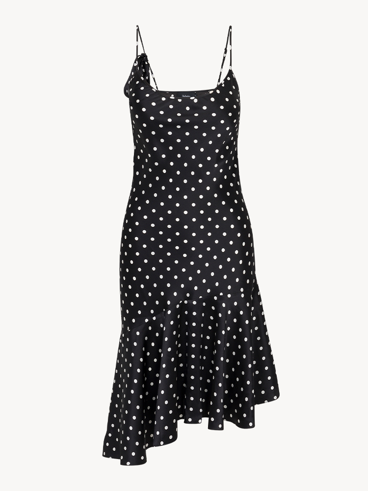 The Cassidy Satin Spot | Silk Ruffle Hem Dress | Réalisation Par