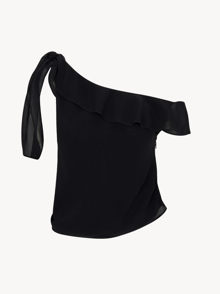Samantha Black | Silk one shoulder top | Réalisation