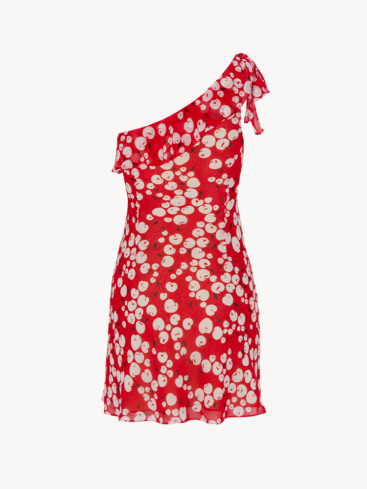 Ruby Cherry Bomb | Silk one shoulder mini dress | Réalisation