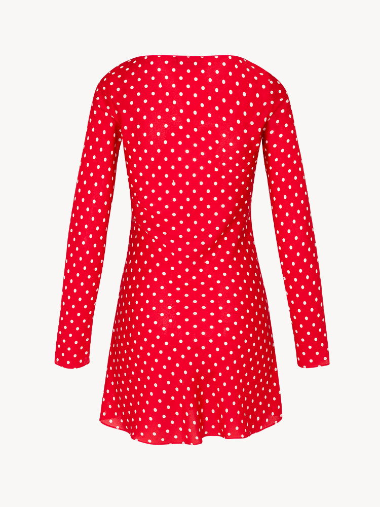 Serena Red Polka Dot | Long Sleeve Mini Dress | Réalisation
