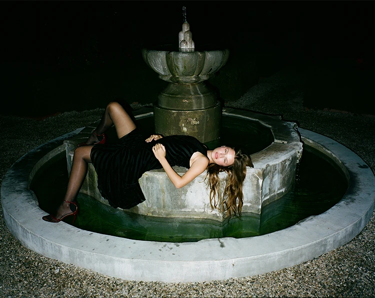 The Romy - Devoré Stripe, model shot