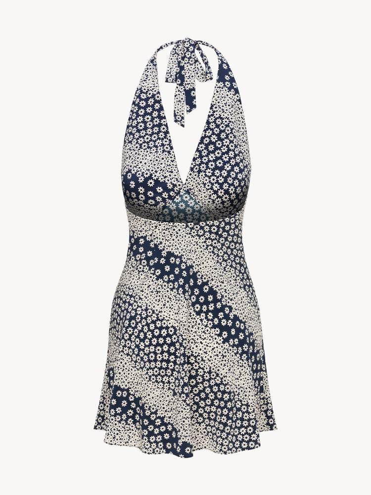 Leila Marguerite Bleu | Halter Mini Dress | Réalisation Par