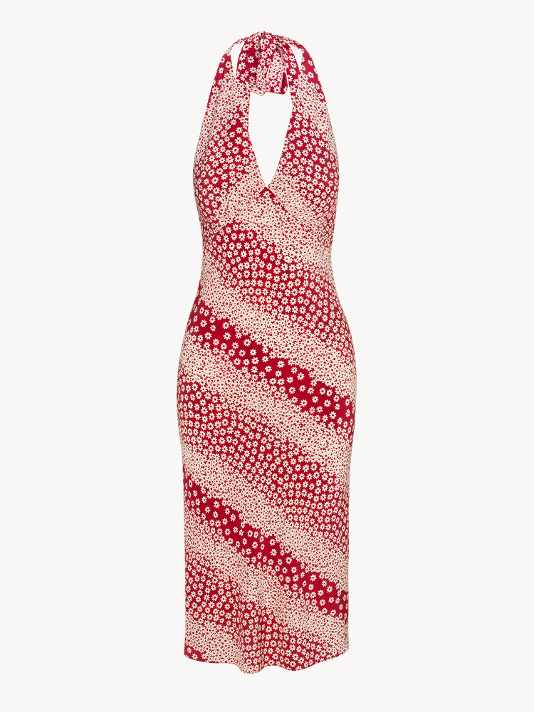 Sadie Marguerite Rouge | Halter Midi Dress | Réalisation Par