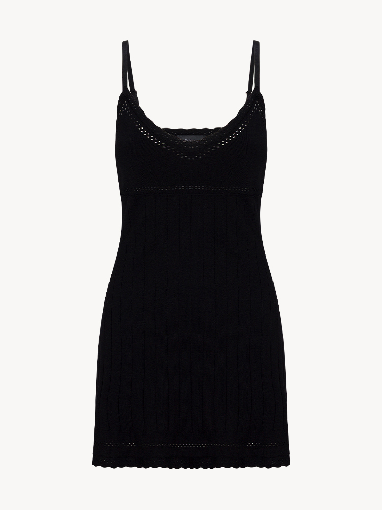 Realisation par ワンピース Charlotte Black | Noir Knitted Mini Dress | Réalisation Par