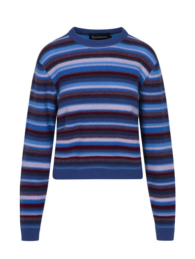 ★CPGN STUDIO_COMPAGNO★ Striped wappen knit lavender chocol ANI-