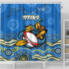 Gold Coast Sport Custom Shower Curtain - Custom Blue Titans Blooded Aboriginal Inspired Shower Curtain