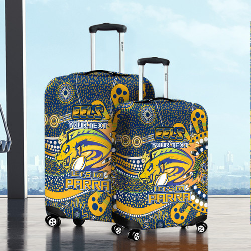 Parramatta Aboriginal Custom Luggage Cover - Aboriginal Indigenous Inspired Real Fan Luggage Cover