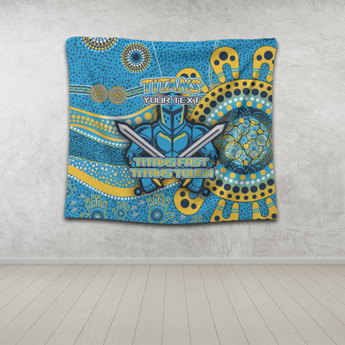 Gold Coast Aboriginal Custom Tapestry - Aboriginal Indigenous Inspired Real Fan Tapestry