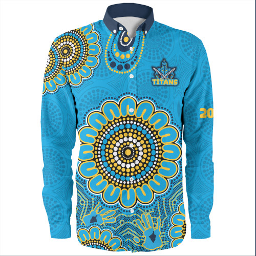 Gold Coast Long Sleeve Shirt - Custom Australia Supporters With Aboriginal Inspired Style