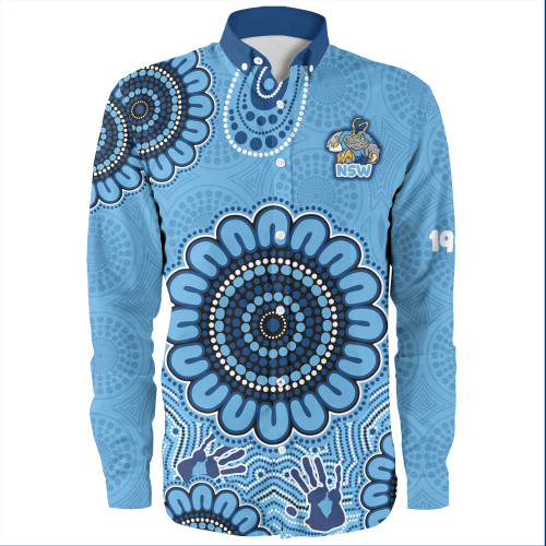 New South Wales Long Sleeve Shirt - Custom Australia Supporters With Aboriginal Inspired Style