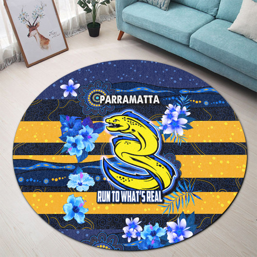 Parramatta Sport Custom Round Rug - Run To What's Real With Aboriginal Style Round Rug