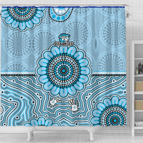 Sutherland and Cronulla Sport Custom Shower Curtain - Australia Supporters With Aboriginal Inspired Style Shower Curtain