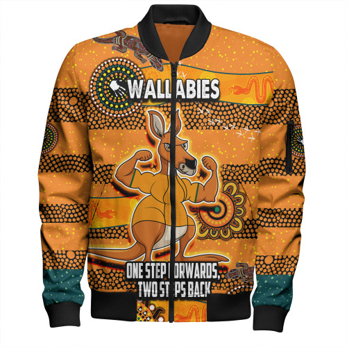 Wallabies Bomber Jacket - One Step Forwards Two Steps Back With Aboriginal Style