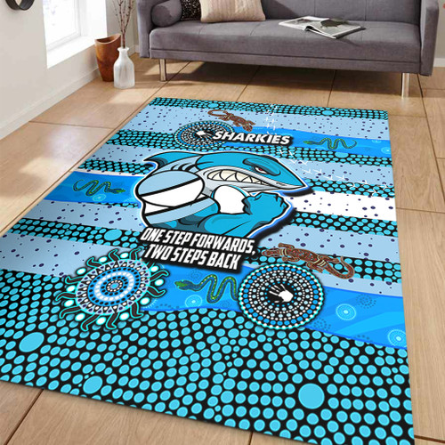 Sutherland and Cronulla Sport Custom Area Rug - One Step Forwards Two Steps Back With Aboriginal Style Area Rug