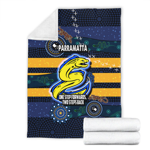 Parramatta Sport Custom Blanket - One Step Forwards Two Steps Back With Aboriginal Style Blanket