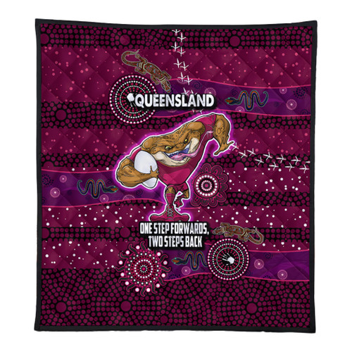 Queensland Sport Custom Quilt - One Step Forwards Two Steps Back With Aboriginal Style Quilt