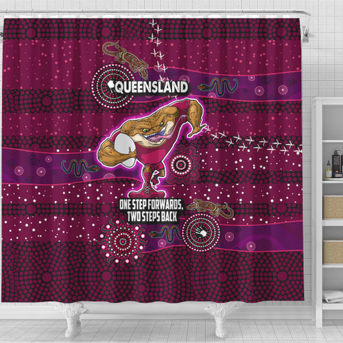Queensland Sport Custom Shower Curtain - One Step Forwards Two Steps Back With Aboriginal Style Shower Curtain