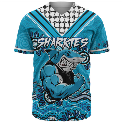 Sutherland and Cronulla Sport Baseball Shirt - Custom Blue Sharkies Blooded Aboriginal Inspired