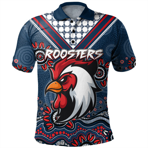 East of Sydney Sport Polo Shirt - Custom Blue Roosters Blooded Aboriginal Inspired