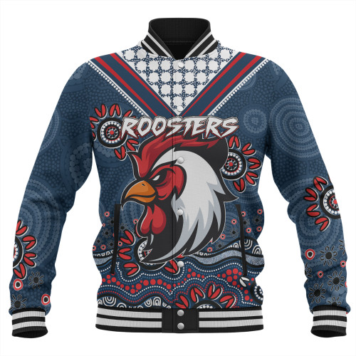 East of Sydney Sport Baseball Jacket - Custom Blue Roosters Blooded Aboriginal Inspired