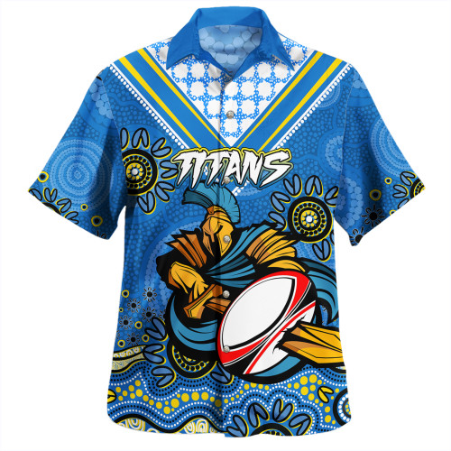 Gold Coast Sport Hawaiian Shirt - Custom Blue Titans Blooded Aboriginal Inspired