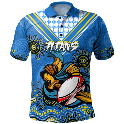 Gold Coast Sport Polo Shirt - Custom Blue Titans Blooded Aboriginal Inspired