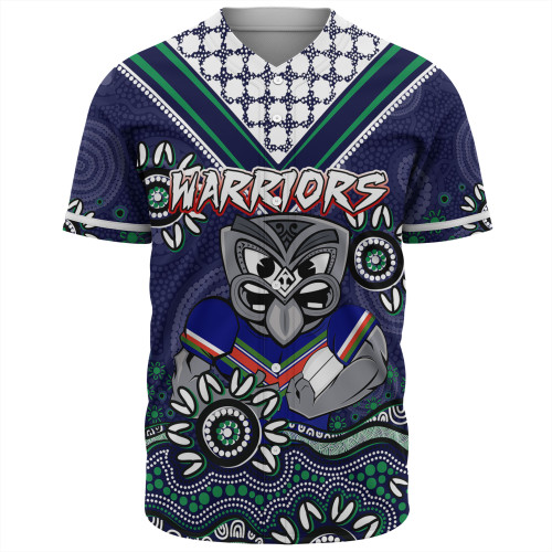 New Zealand Sport Baseball Shirt - Custom Blue Warriors Blooded Aboriginal Inspired