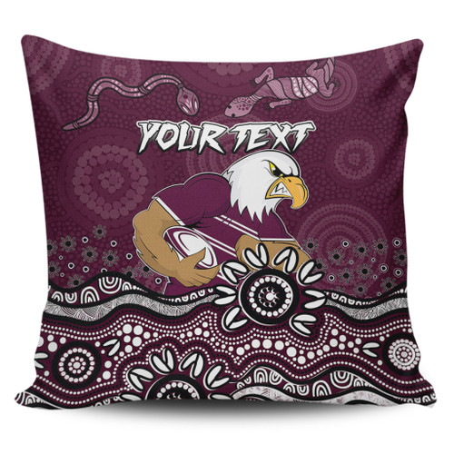 Sydney's Northern Beaches Sport Custom Pillow Covers - Custom Maroon Sea Eagles Blooded Aboriginal Inspired Pillow Covers