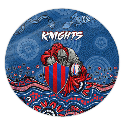 Newcastle Sport Custom Round Rug - Custom Blue Knights Blooded Aboriginal Inspired Round Rug