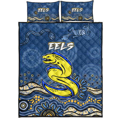 Parramatta Sport Custom Quilt Bed Set - Custom Blue Eels Blooded Aboriginal Inspired Quilt Bed Set